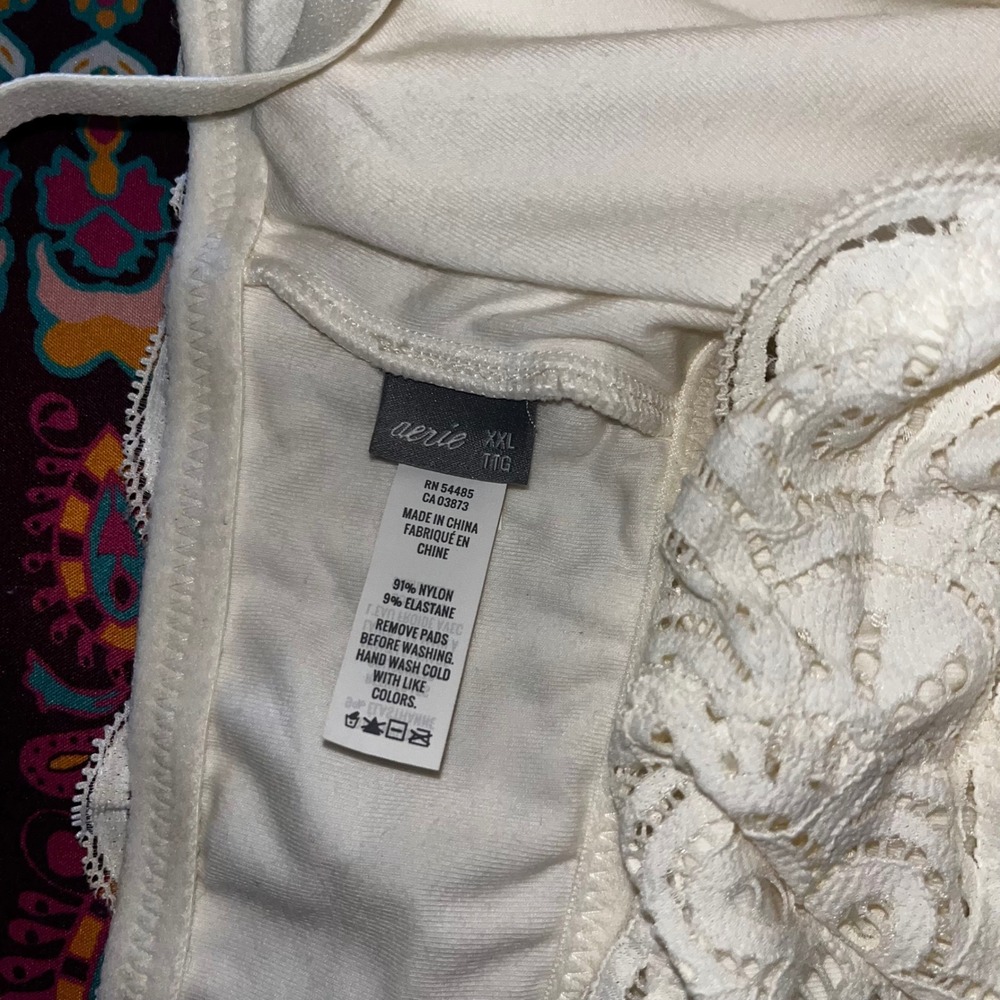 NWOT Aerie Lace Trim Bralette White Full Coverage Comfort Lounge Bra Size XXL - Picture 4 of 5